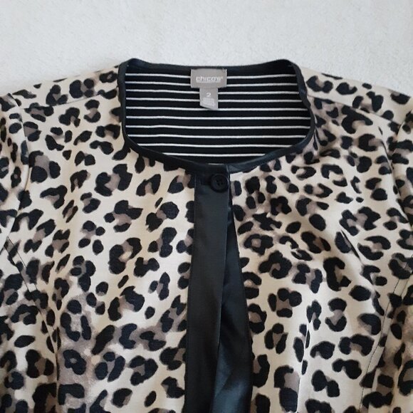 Chico's Women's Size 2 (Large/12) Long Sleeve Open Leopard Print Cardigan - Picture 4 of 10
